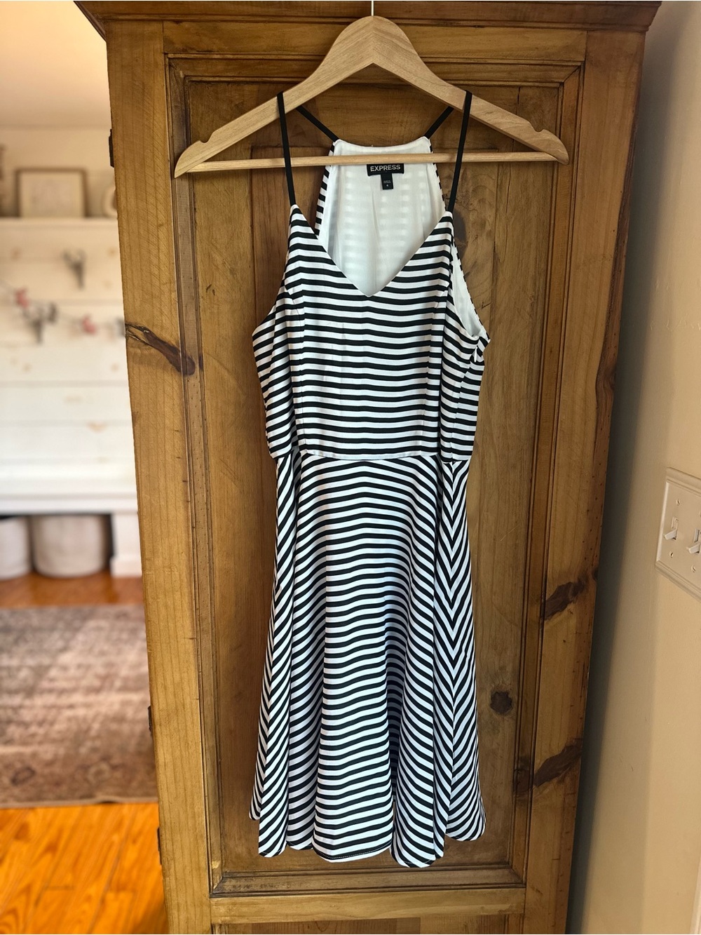 Express Black & White Striped Spaghetti Strap Dress Size 4
